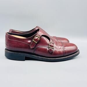 Regal Shoes Mens 8 Burgundy Leather Double Monk Strap Cap Toe Dress Vintage